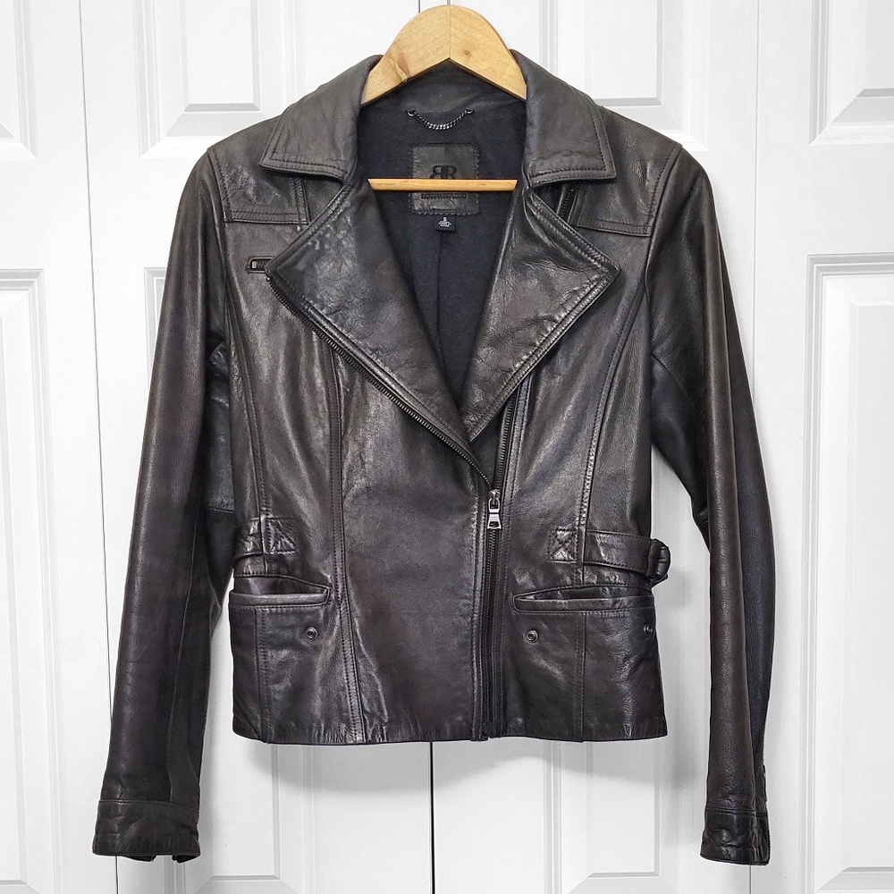 Banana Republic Leather Moto Jacket dark brown coat